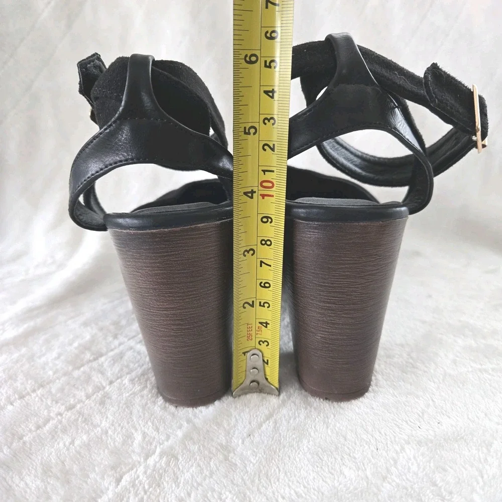 JG Mary Jane Platform Sz 7 Chunky Heel Y2K Black Ankle‎ Strap Preppy Holiday